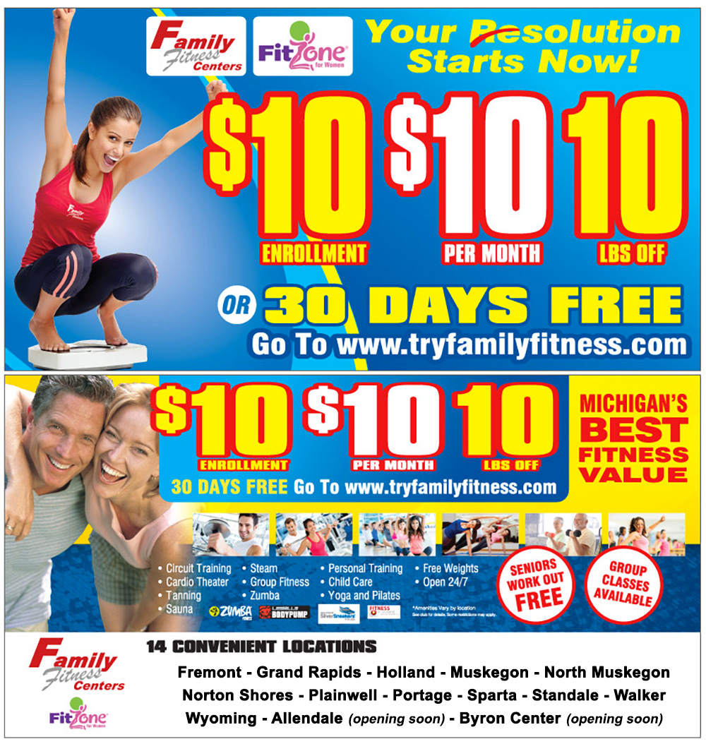 Family Fitness and Fitzone for Women Club Membership Special for January 2017
